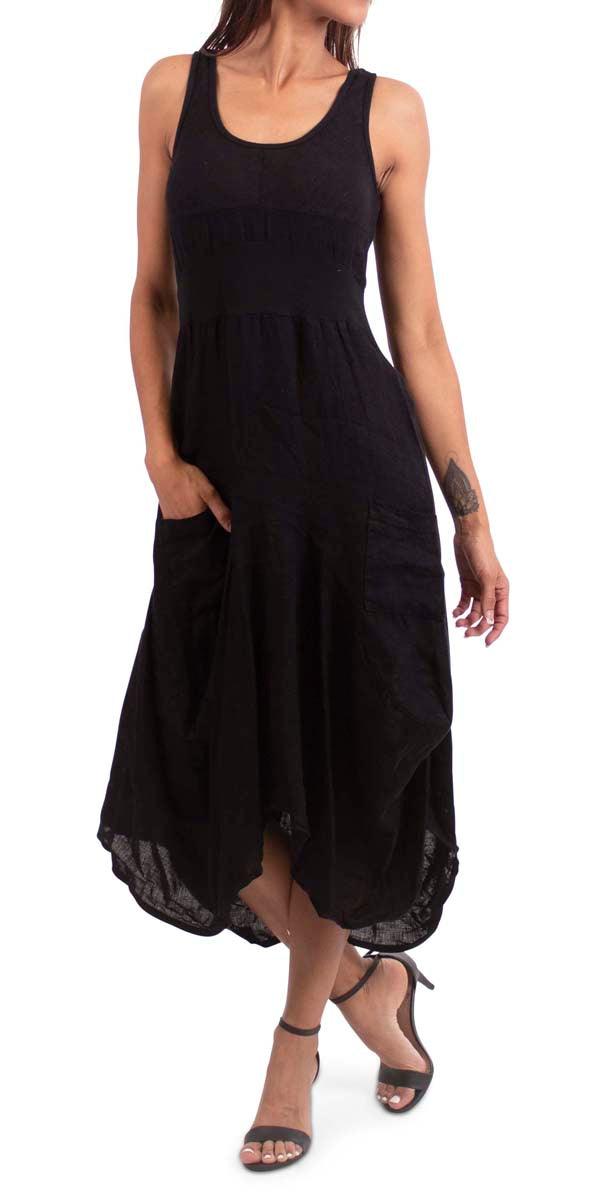 Rosalia Dress - Gigi Moda - Made in Italy # 100% Linen, Dress, free shipping, Gigi Moda, italian dress, Linen, linen dress, Long, Made in Italy, one size, OS, resort, resort wear, Sleeveless, washable