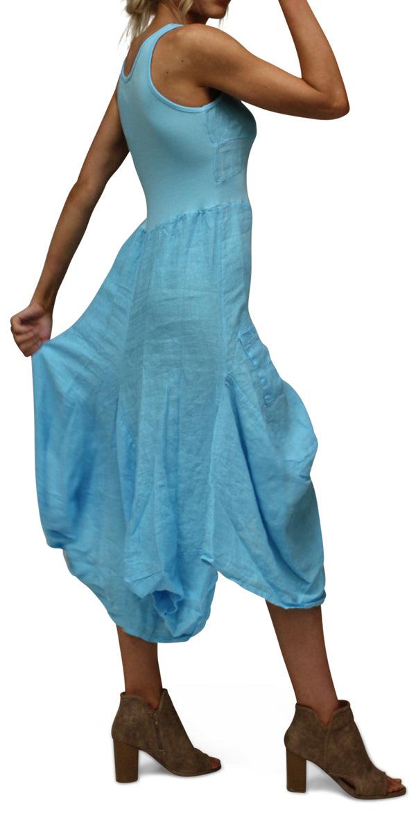 Rosalia Dress - Gigi Moda - Made in Italy # 100% Linen, Dress, free shipping, Gigi Moda, italian dress, Linen, linen dress, Long, Made in Italy, one size, OS, resort, resort wear, Sleeveless, washable