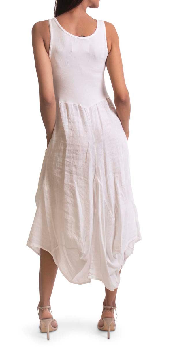 Rosalia Dress - Gigi Moda - Made in Italy # 100% Linen, Dress, free shipping, Gigi Moda, italian dress, Linen, linen dress, Long, Made in Italy, one size, OS, resort, resort wear, Sleeveless, washable