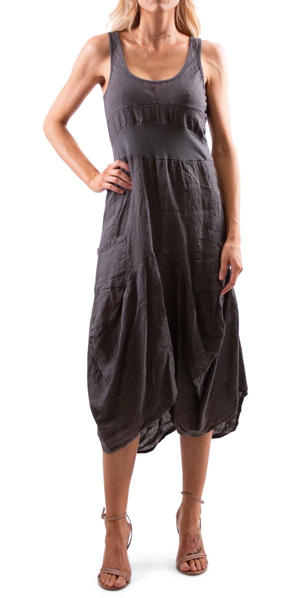 Rosalia Dress - Gigi Moda - Made in Italy # 100% Linen, Dress, free shipping, Gigi Moda, italian dress, Linen, linen dress, Long, Made in Italy, one size, OS, resort, resort wear, Sleeveless, washable