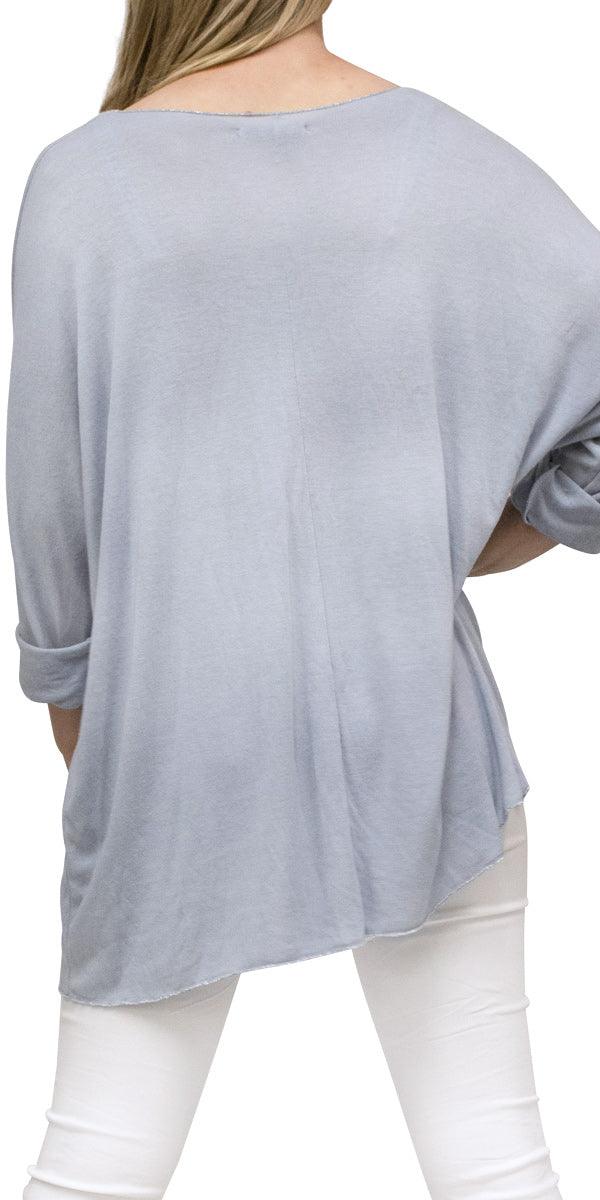 Flamingo Long Top - Gigi Moda - Made in Italy # Blouse, Gigi Moda, italian top, long length, lose fitting, Made in Italy, one size, OS, Top, washable