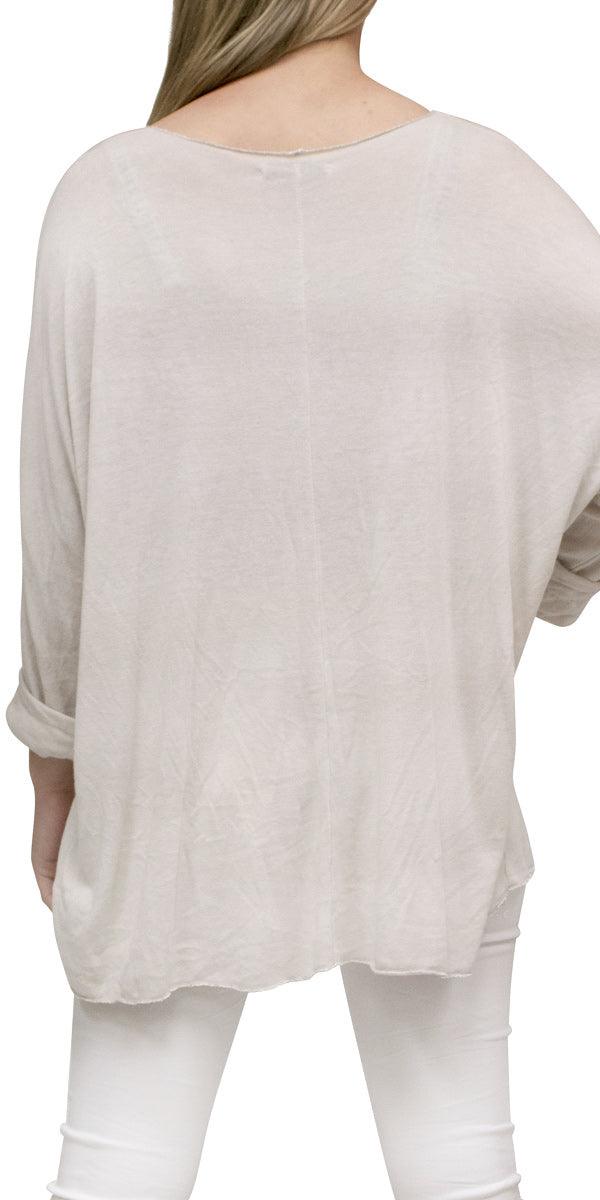Flamingo Long Top - Gigi Moda - Made in Italy # Blouse, Gigi Moda, italian top, long length, lose fitting, Made in Italy, one size, OS, Top, washable