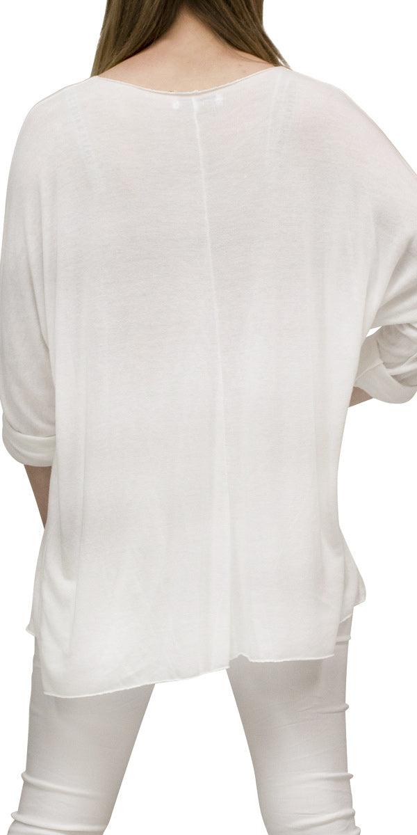 Flamingo Long Top - Gigi Moda - Made in Italy # Blouse, Gigi Moda, italian top, long length, lose fitting, Made in Italy, one size, OS, Top, washable