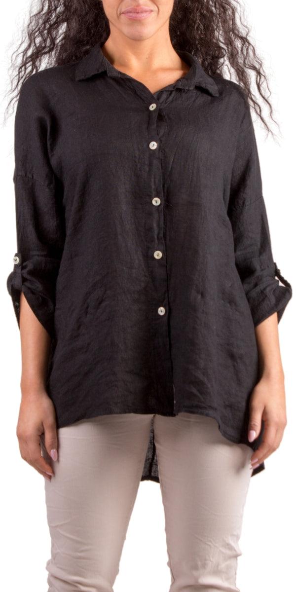 Terina Linen Shirt - Gigi Moda - Made in Italy # 100% Linen, Blouses, button down, Collared, collared shirt, Comforatable fit, Gigi Moda, Linen, linen top, Made in Italy, Tops, Womans clothing