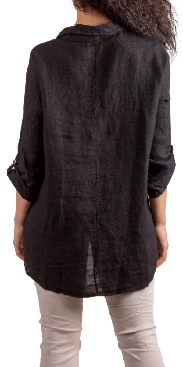 Terina Linen Shirt - Gigi Moda - Made in Italy # 100% Linen, Blouses, button down, Collared, collared shirt, Comforatable fit, Gigi Moda, Linen, linen top, Made in Italy, Tops, Womans clothing