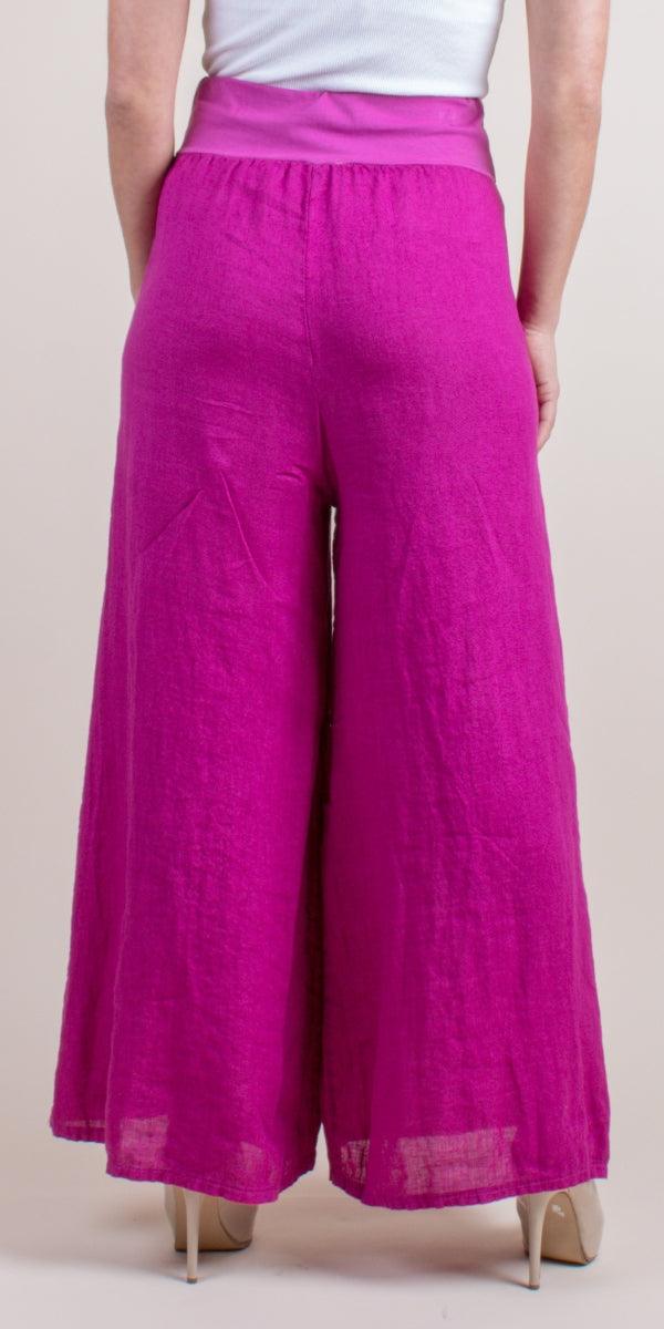 Batista Linen Pants - Gigi Moda - Made in Italy # 100% Linen, bottoms, elastic waistband, Gigi Moda, Linen, linen pants, Made in Italy, OS, Pants, resort, resort wear, spring, stretch waistband, summer, washable, WIDE LEG