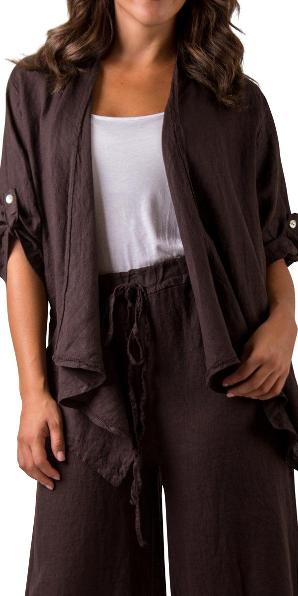 Leggera Jacket - Gigi Moda - Made in Italy # 100% Linen, adjustable, buckles, clothing for women, cuffed-sleeves, Gigi Moda, italian brand, italian clothes, Italian Fashion, Jacket, open jacket