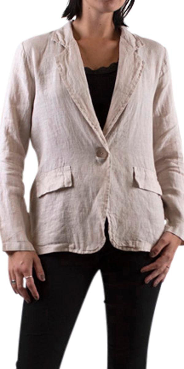 Sabrina Linen Blazer - Gigi Moda - Made in Italy # 100% Linen, blazer, button, clothing for women, Collared, faux pocket, Gigi Moda, italian brand, italian clothes, Italian Fashion, Jacket, open jacket