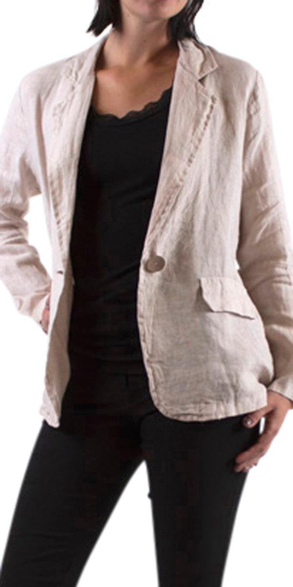 Sabrina Linen Blazer - Gigi Moda - Made in Italy # 100% Linen, blazer, button, clothing for women, Collared, faux pocket, Gigi Moda, italian brand, italian clothes, Italian Fashion, Jacket, open jacket