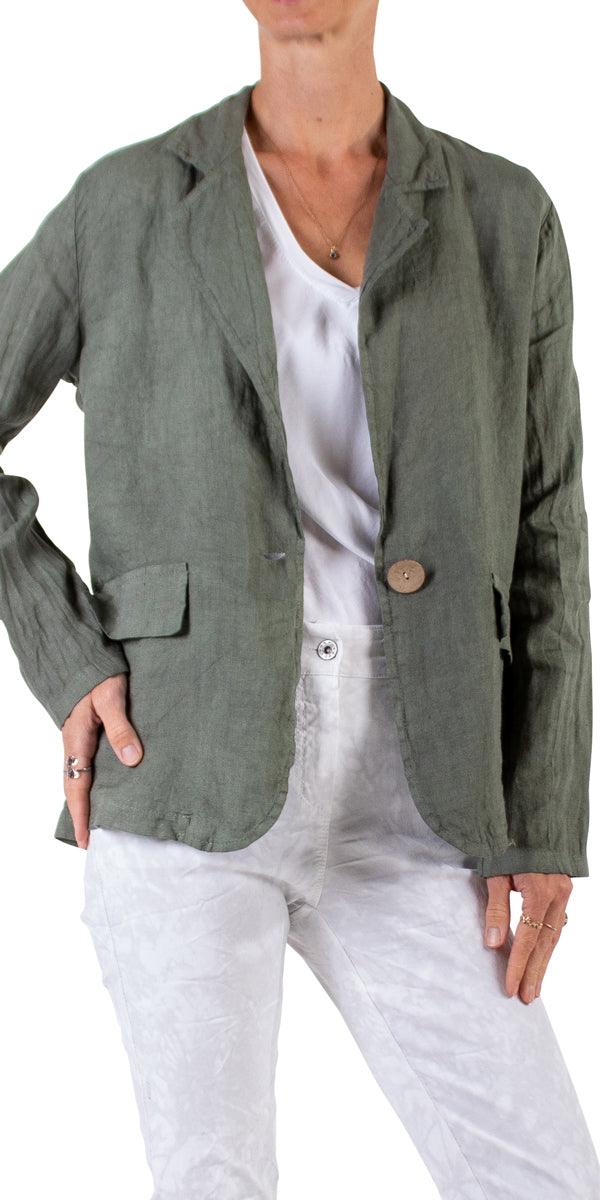 Sabrina Linen Blazer - Gigi Moda - Made in Italy # 100% Linen, blazer, button, clothing for women, Collared, faux pocket, Gigi Moda, italian brand, italian clothes, Italian Fashion, Jacket, open jacket