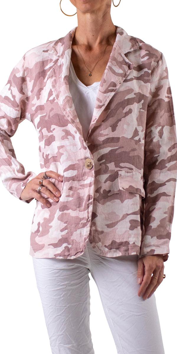 Sabrina Camo Linen Blazer: Elevate Your Style with Gigi Moda