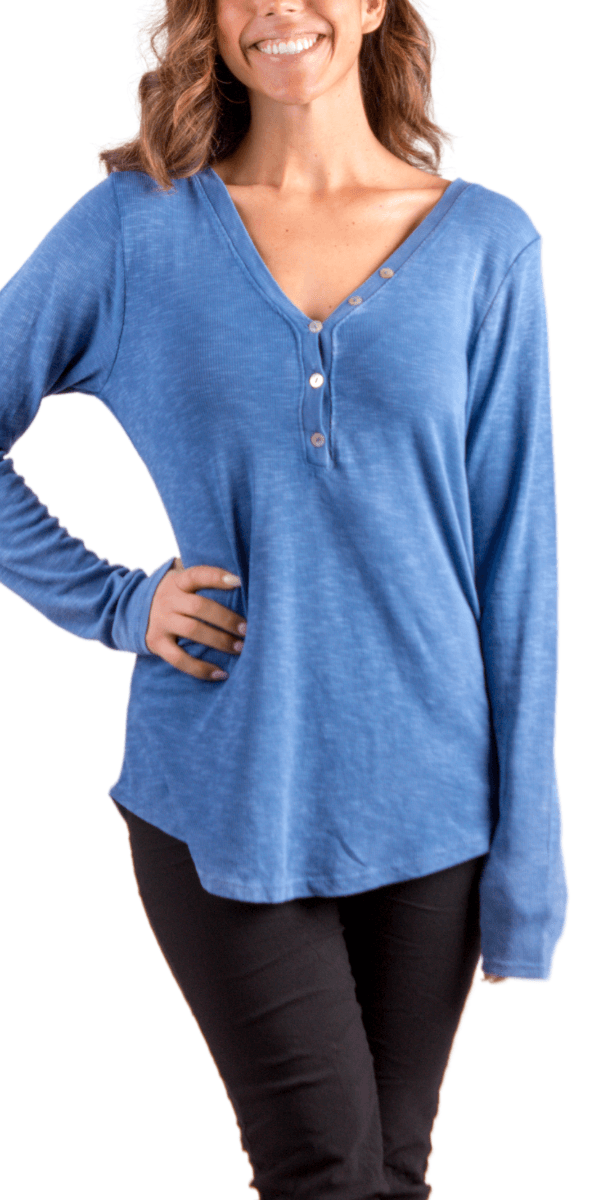 Iseppa Henley Shirt - Gigi Moda - Made in Italy # 100% Cotton, Blouse, Gigi Moda, henley, long sleeves, Made in Italy, Scoop Neck, shirt, Top, Womens Tops