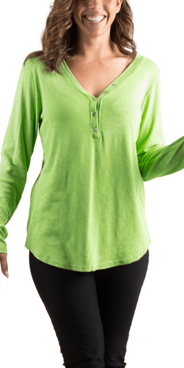 Iseppa Henley Shirt - Gigi Moda - Made in Italy # 100% Cotton, Blouse, Gigi Moda, henley, long sleeves, Made in Italy, Scoop Neck, shirt, Top, Womens Tops