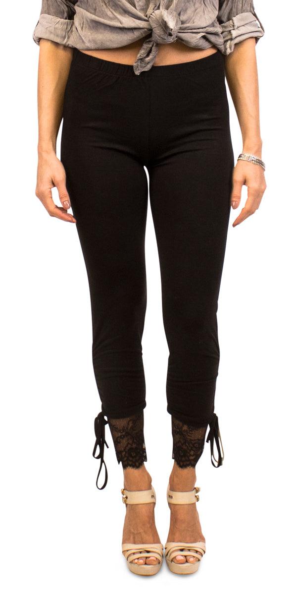 Aria Lace Legging - Gigi Moda - Made in Italy # 100% cotton, black, gigi moda, Knit, lace, legging, made in italy, Pants, white