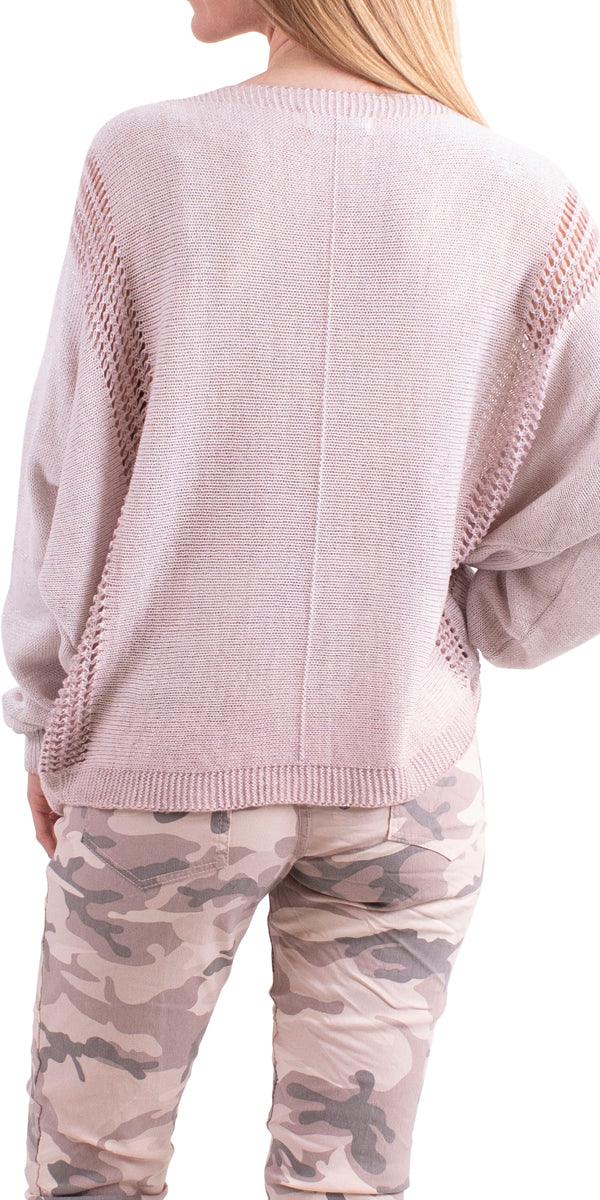 Vena Sweater - Gigi Moda - Made in Italy # casual sweater, Gigi Moda, Italian Clothing, Italian Made, Italian Sweater, italian top, knit sweater, Made in Italy, one size, pink, Sleeves, Sweater, warm