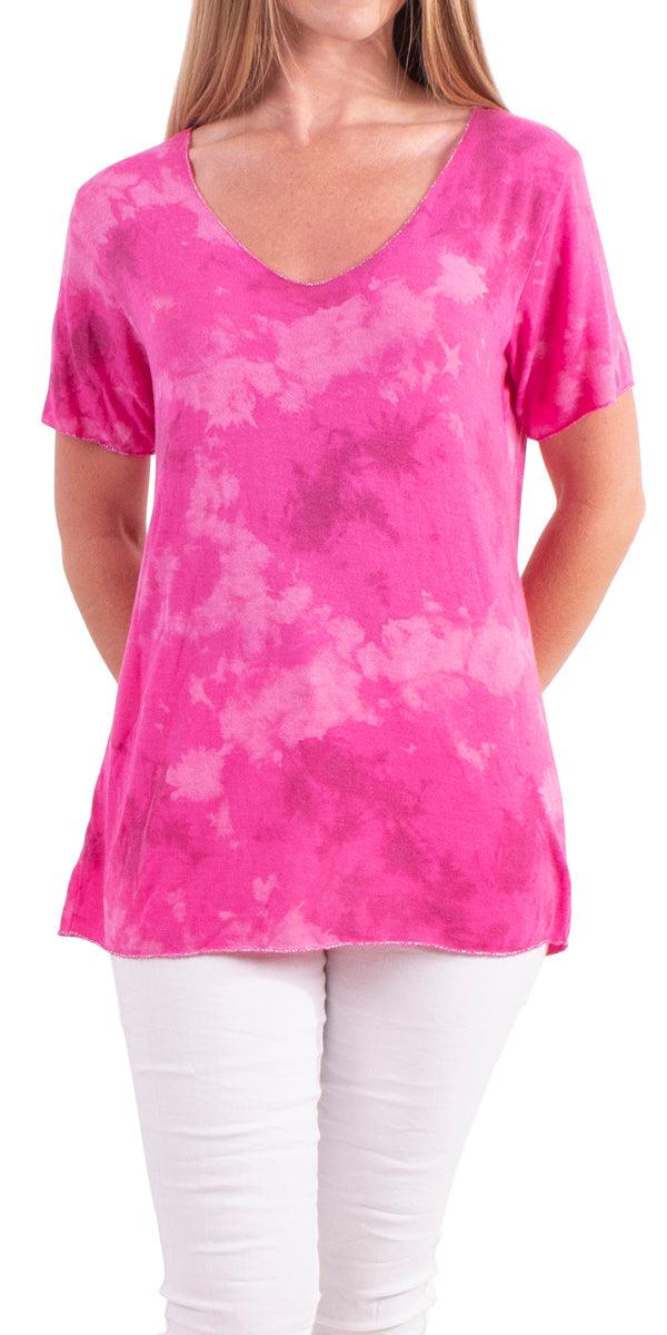 Apuma Tie Dye Top - Gigi Moda - Made in Italy # free shipping, Gigi Moda, italian top, Made in Italy, OS, resort wear, short sleeve, summer, Tie Dye, Top, washable