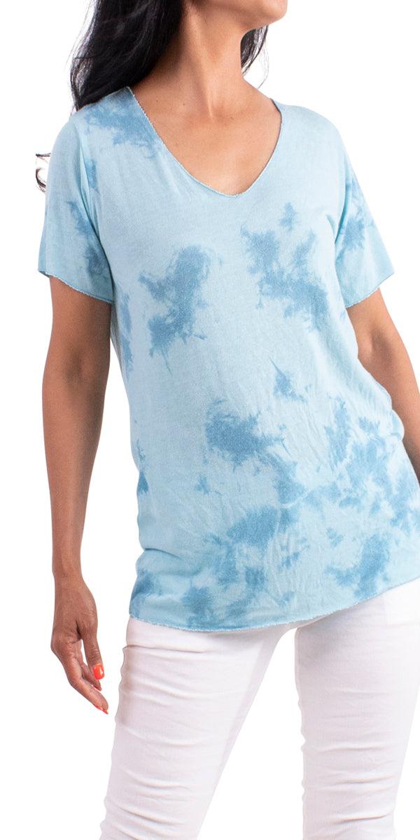 Apuma Tie Dye Top - Gigi Moda - Made in Italy # free shipping, Gigi Moda, italian top, Made in Italy, OS, resort wear, short sleeve, summer, Tie Dye, Top, washable