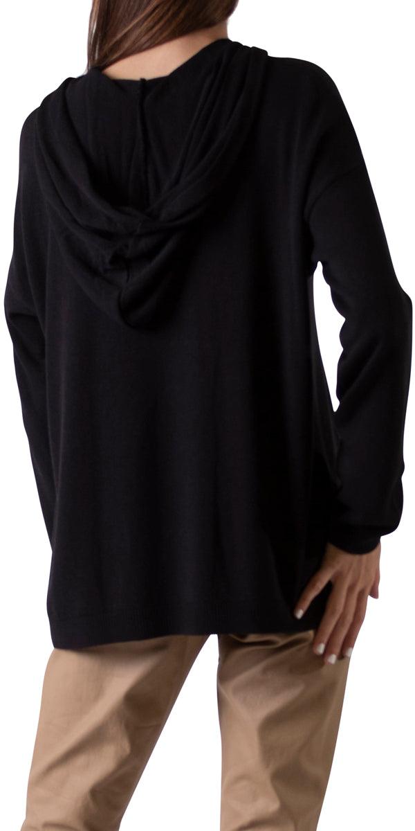 Maya Knit Hoodie - Gigi Moda - Made in Italy # black, comforatable fit, comfortable, comfortable fit, comfy, comfy top, fall, Gigi Moda, gold, hood, Hooded Knit, hoodie, knit, Long Sleeve, Made in Italy, vintage