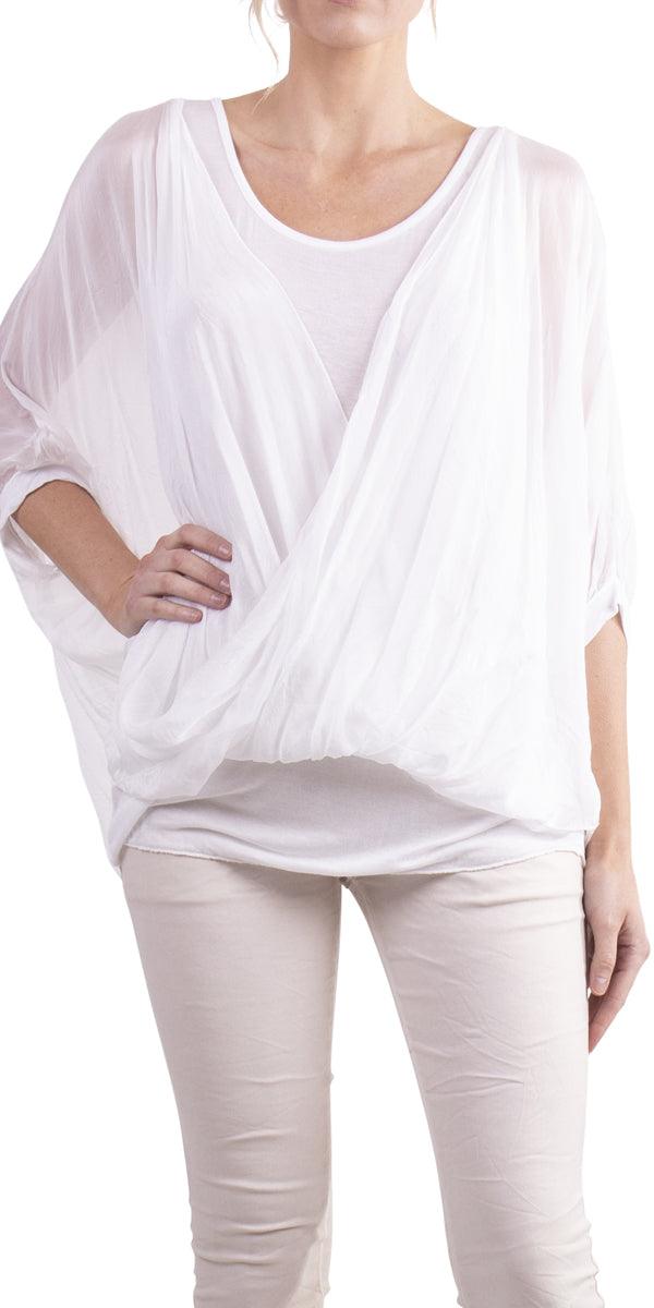 Atila Blouse - Gigi Moda - Made in Italy # 100% Silk, Blouse, Gigi Moda, hand wash, Made in Italy, OS, Silk, Top, washable