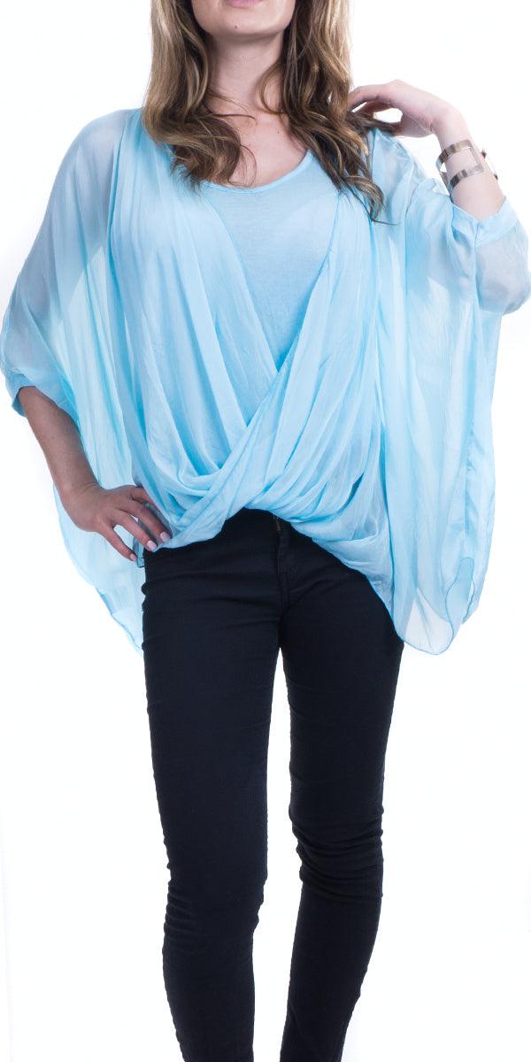 Atila Blouse - Gigi Moda - Made in Italy # 100% Silk, Blouse, Gigi Moda, hand wash, Made in Italy, OS, Silk, Top, washable