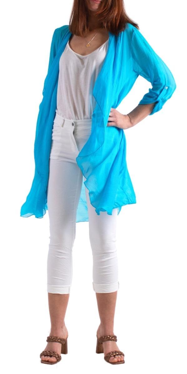 Portici Silk Cardigan - Gigi Moda - Made in Italy # 3/4 sleeve, Cardigan, free shipping, Gigi Moda, long, Made in Italy, one size, OS, Silk, viscose