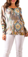 Emy Batwing Sweater with Ikat Print