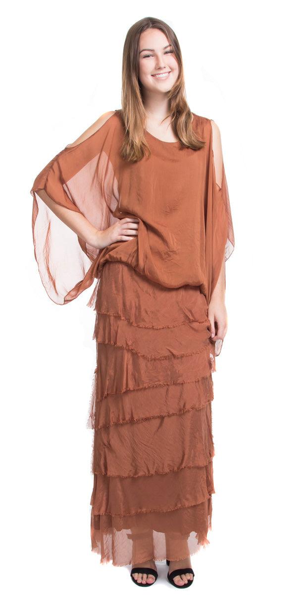 Siena Maxi Skirt - Gigi Moda - Made in Italy # 8601, Free Shipping, Gigi Moda, Made in Italy, OS, Ruffle, Silk