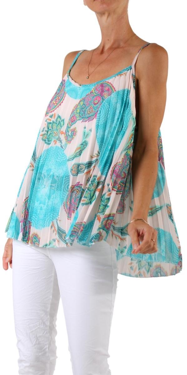 Edie Tank - Gigi Moda - Made in Italy # comfortable, comfy top, Gigi Moda, italian tank top, Made in Italy, OS, paisley print, pleated, resort wear, SPRING TOP, tank, Tank Top, viscose