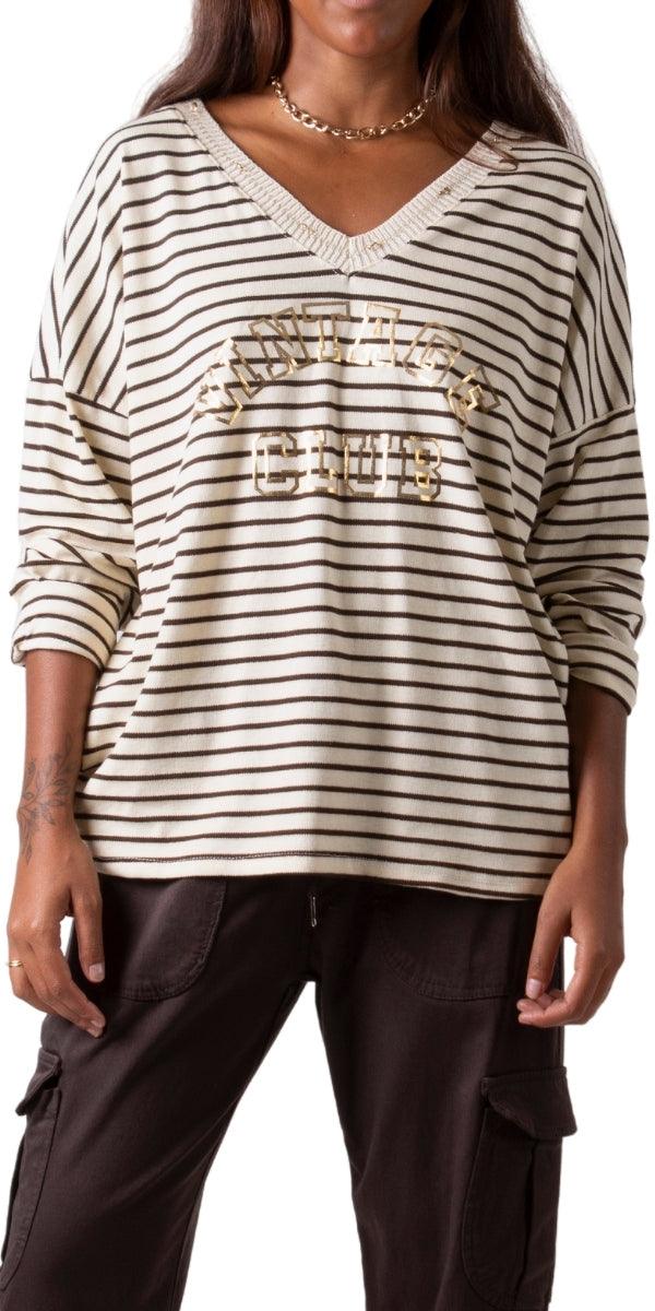 Marinaia Knit Sweater - Gigi Moda - Made in Italy # casual sweater, DEEP V-NECK, free shipping, Gigi Moda, Italian Sweater, Knit, knit sweater, Made in Italy, one size, striped, striped top, stripes, Sweater, V-Neck, v-neck top