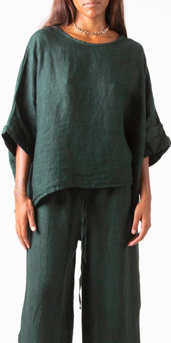 Lucy Blouse - Gigi Moda - Made in Italy # 100% Linen, Blouse, casual, free shipping, Gigi Moda, Kaftan, Linen, Made in Italy, OS, resort wear, spring, summer