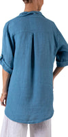 Trapani Button Down Linen Tunic - Shop Gigi Moda - Made in Italy # 100% Linen, Blouse, button down, Cuffed Sleeves, Gigi Moda, italian top, Linen, Made in Italy, one size, OS, resort, resort wear, Top, tunic