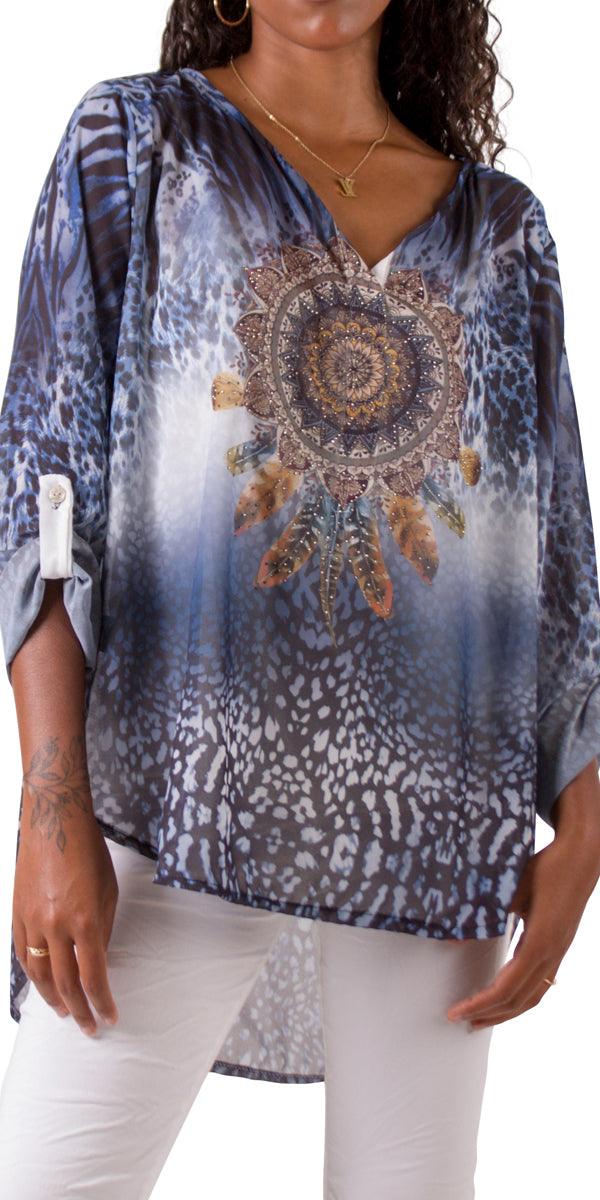 Sognare 2 Piece Tunic - Gigi Moda - Made in Italy # 2 piece, animal print, Blouse, Blouses, comforatable fit, Gigi Moda, italian blouse, italian top, italian tunic, Made in Italy, Rolled Sleeves, shop gigi moda, Tunic, womens clothing