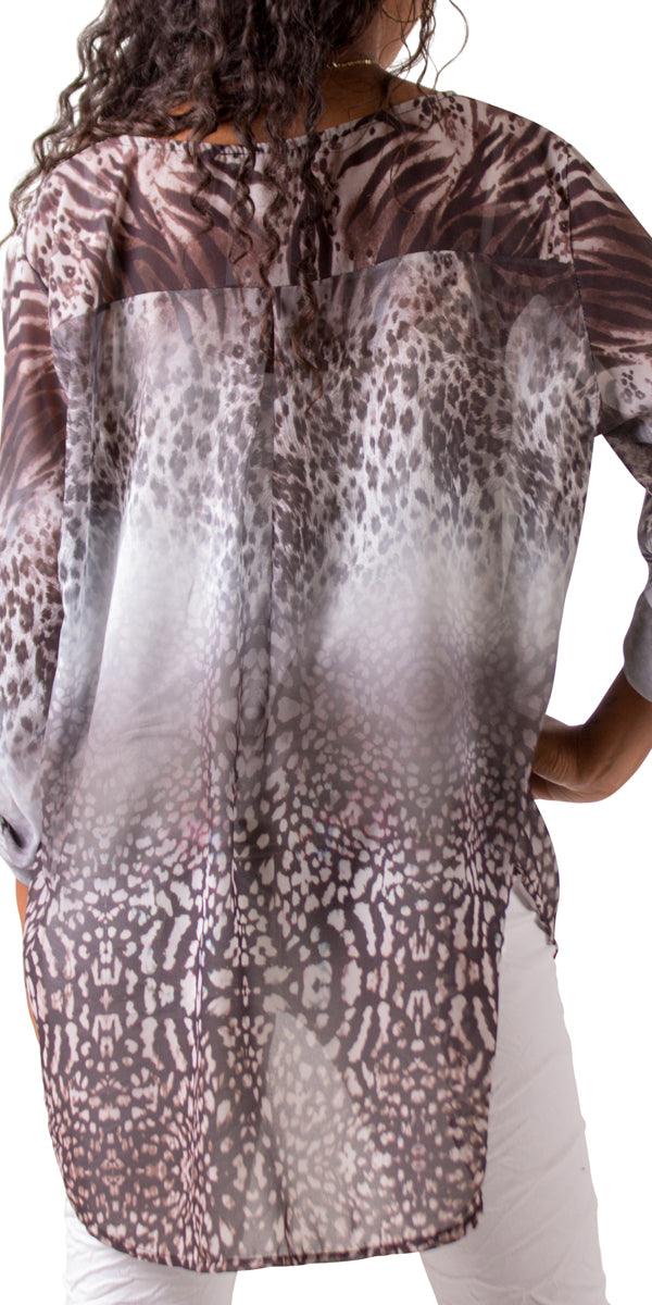 Sognare 2 Piece Tunic - Gigi Moda - Made in Italy # 2 piece, animal print, Blouse, Blouses, comforatable fit, Gigi Moda, italian blouse, italian top, italian tunic, Made in Italy, Rolled Sleeves, shop gigi moda, Tunic, womens clothing