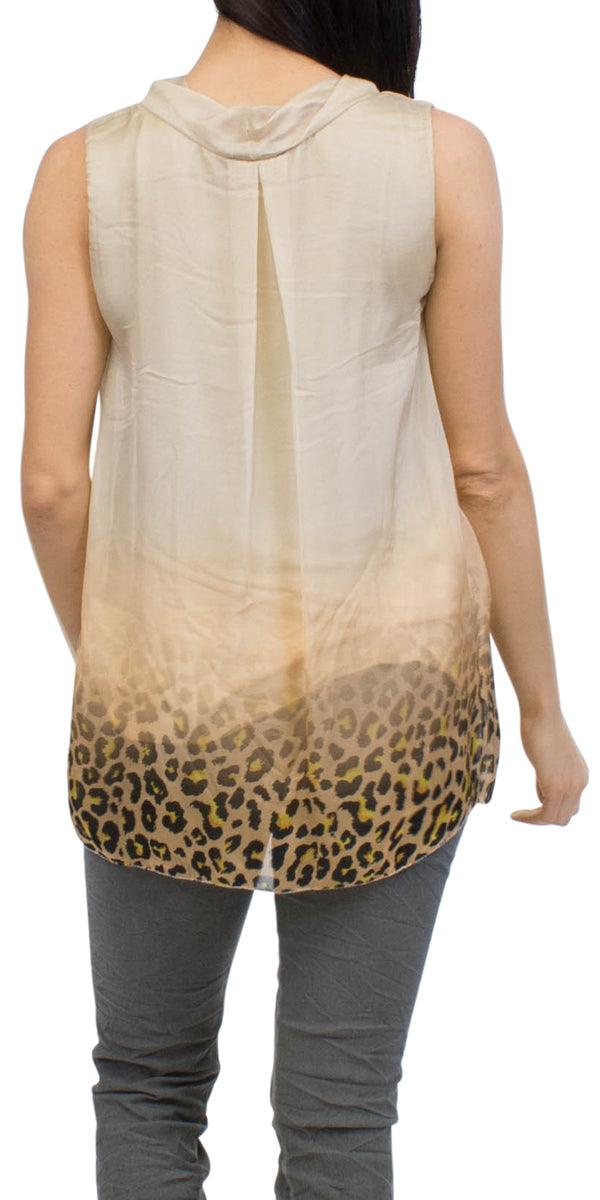 MICAELA LEOPARD SILK TOP - Gigi Moda - Made in Italy # 100% Silk, Gigi Moda, italian apparel, italian clothes, italian top, leopard top, Made in Italy, online shopping, Silk, silk top, sleeveless, sleeveless top