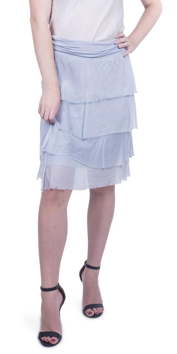 Siena Short Skirt - Gigi Moda - Made in Italy # 100% Silk, Made in Italy, OS, Ruffle, Silk, Skirt