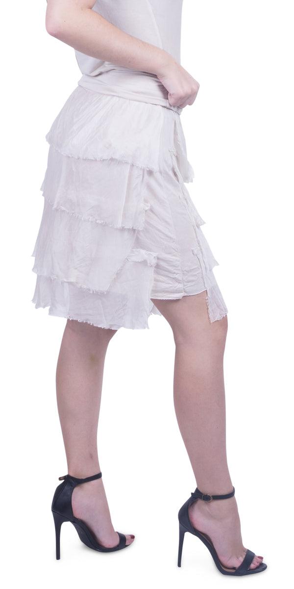 Siena Short Skirt - Gigi Moda - Made in Italy # 100% Silk, Made in Italy, OS, Ruffle, Silk, Skirt