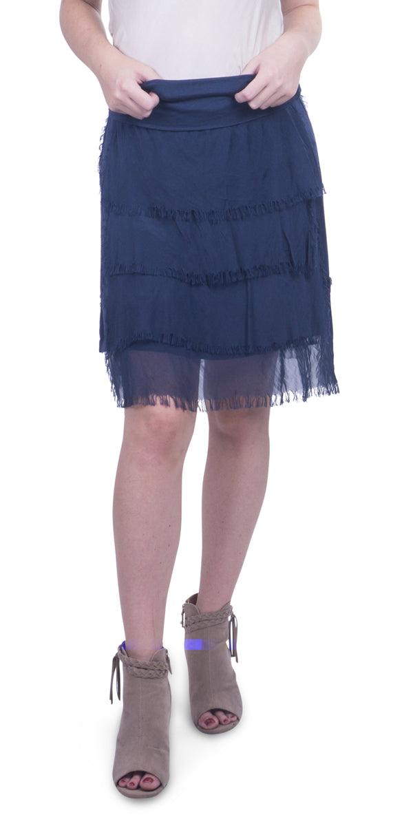 Siena Short Skirt - Gigi Moda - Made in Italy # 100% Silk, Made in Italy, OS, Ruffle, Silk, Skirt
