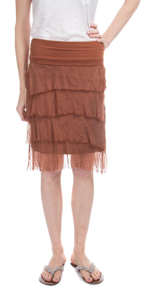Siena Short Skirt - Gigi Moda - Made in Italy # 100% Silk, Made in Italy, OS, Ruffle, Silk, Skirt