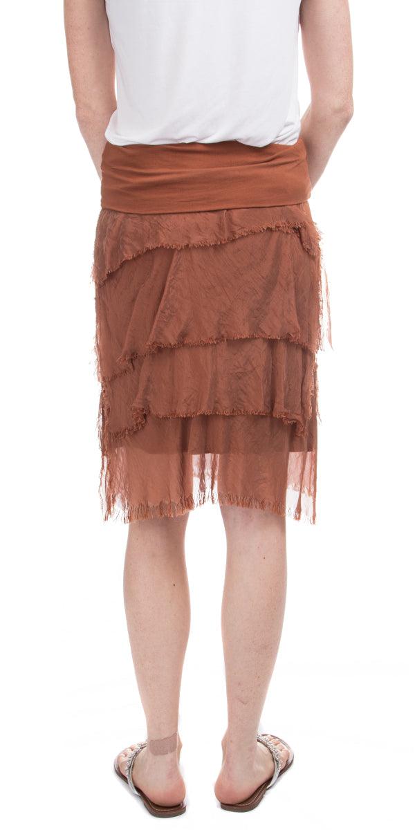 Siena Short Skirt - Gigi Moda - Made in Italy # 100% Silk, Made in Italy, OS, Ruffle, Silk, Skirt