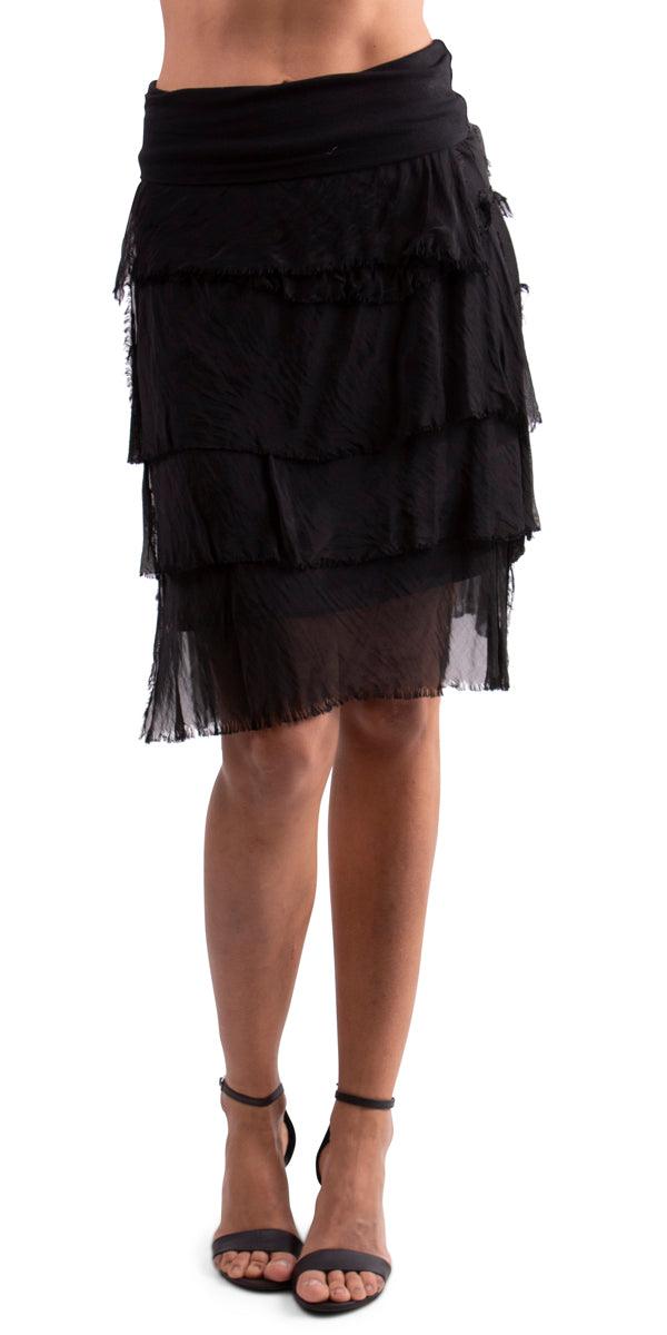 Siena Short Skirt - Gigi Moda - Made in Italy # 100% Silk, Made in Italy, OS, Ruffle, Silk, Skirt