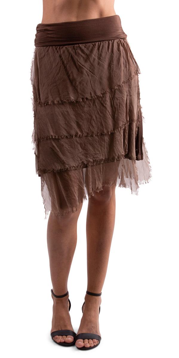 Siena Short Skirt - Gigi Moda - Made in Italy # 100% Silk, Made in Italy, OS, Ruffle, Silk, Skirt