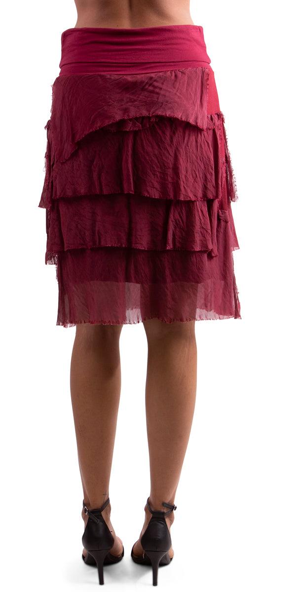 Siena Short Skirt - Gigi Moda - Made in Italy # 100% Silk, Made in Italy, OS, Ruffle, Silk, Skirt