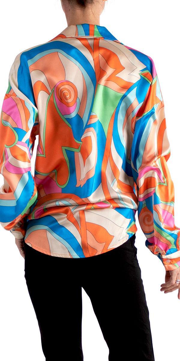 Discoteca Shirt - Gigi Moda - Made in Italy # button down, collared, disco print, Gigi Moda, italian apparel, italian brand, Italian Clothing, italian shirt, Made in Italy, online shopping, OS, shop gigi moda, ties at front, Top