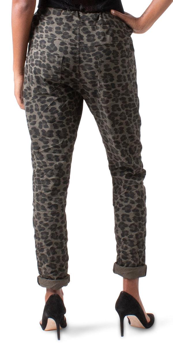 Franca Cheetah Print Pant - Gigi Moda - Made in Italy # animal print, cheetah print, Cropped pants, drawstring, Gigi Moda, lightweight, made in italy, pockets, stretch, Tie waist