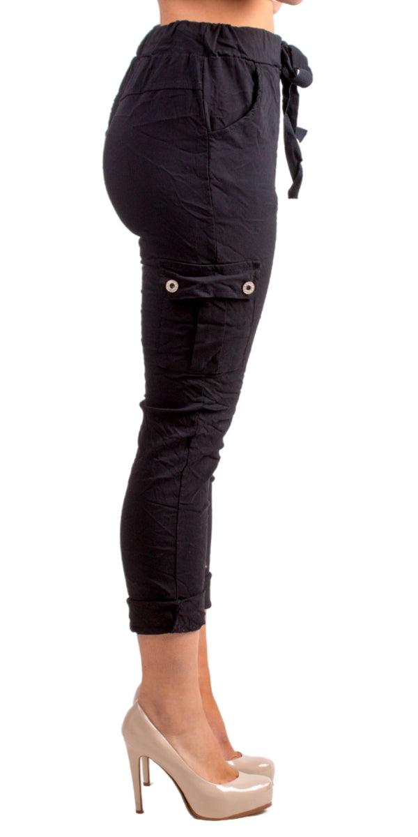 Tie-Waist Cargo Pants - Gigi Moda - Made in Italy # cargo pant, cargo pants, COMFY PANTS, drawstring pant, drawstring pants, front pockets, Gigi Moda, italian pants, Made in Italy, Pockets, shop gigi moda, Tie waist