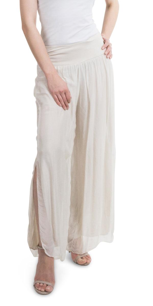 Jasmin Slit Pant - Gigi Moda - Made in Italy # fall, free shipping, Made in Italy, OS, resort, resort wear, Silk, Slit, spring, summer, winter