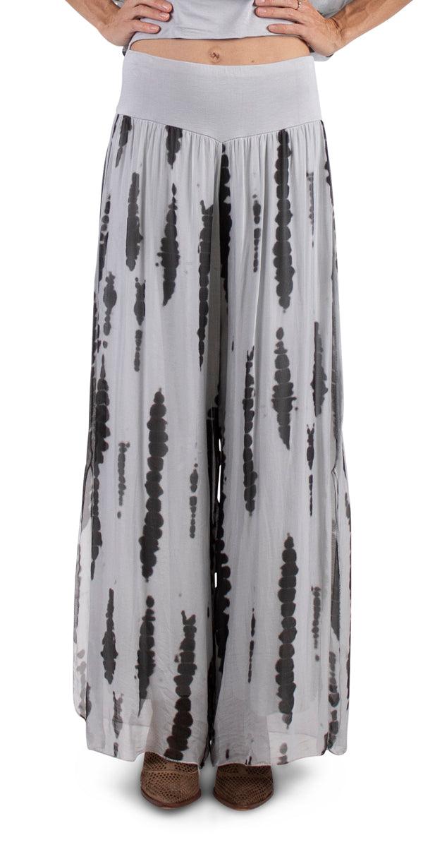 Jasmin Stripe Tie-Dye slit Pant - Gigi Moda - Made in Italy # 100% Silk, italian silk, italiansilk, Silk, silk pants, stripe, stripes, Tie Dye