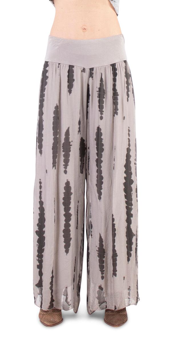 Jasmin Stripe Tie-Dye slit Pant - Gigi Moda - Made in Italy # 100% Silk, italian silk, italiansilk, Silk, silk pants, stripe, stripes, Tie Dye