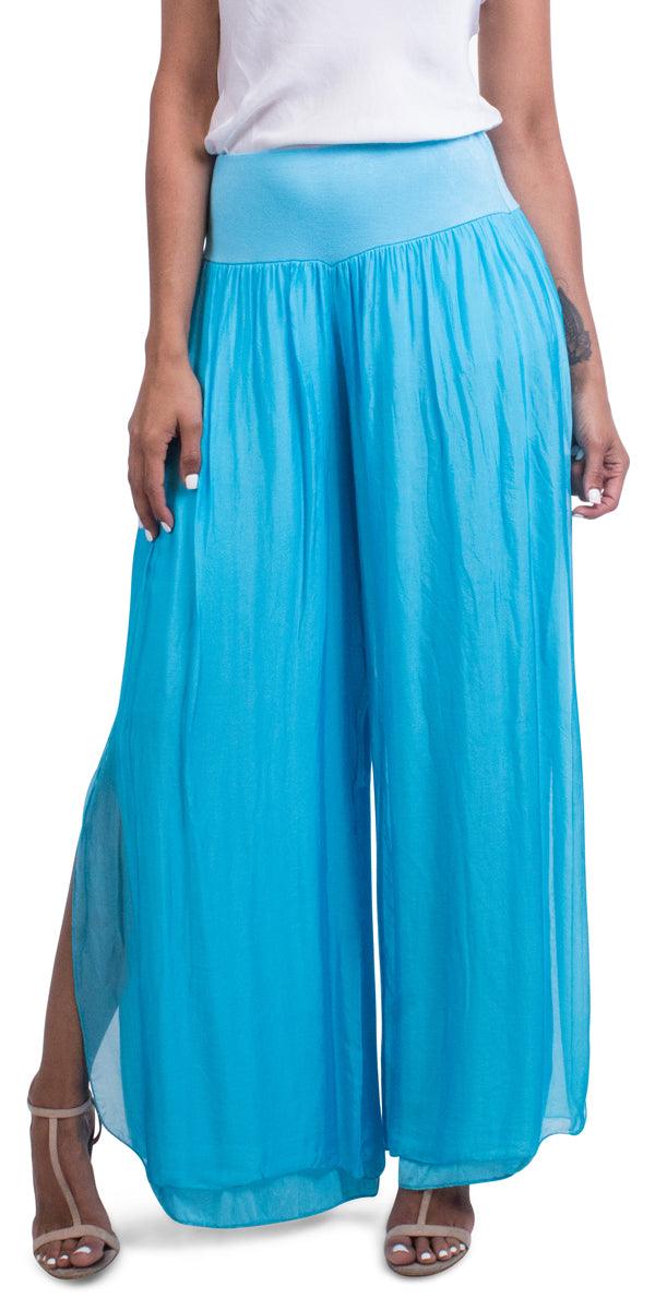 Evelyn Royal Blue Pleated Palazzo Pants  Italian Fashion Clothing — Shops  From Italy