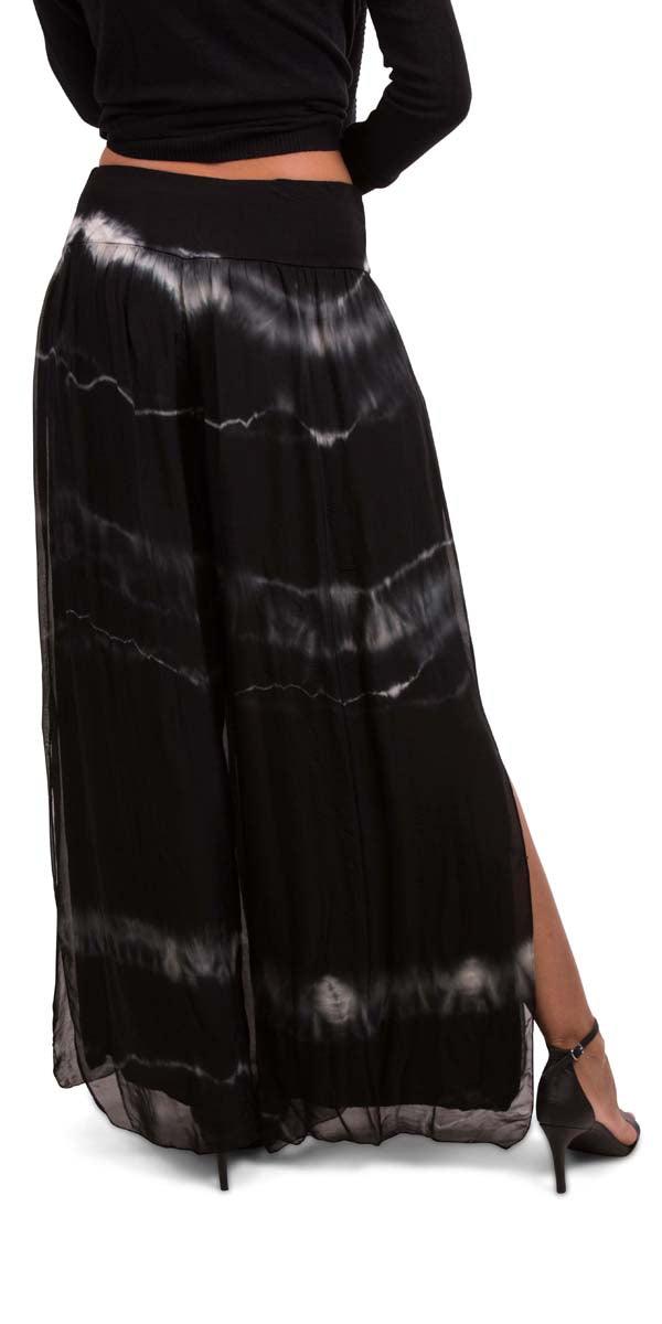 Jasmin Tie-Dye Slit Pant - Gigi Moda - Made in Italy # gigi moda, made in italy, resort, resort wear, Side, Silk, Slit, Spring, Summer, Tie Dye